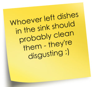 A passive aggressive "please do the dishes" post it note ($10)